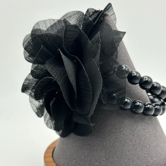 Set of Stacked 1920's Flapper Style Black Beaded Bracelets - Picture 2 of 5